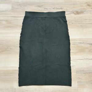 Leith Women Medium Skirt Midi Pencil Knit Olive Green